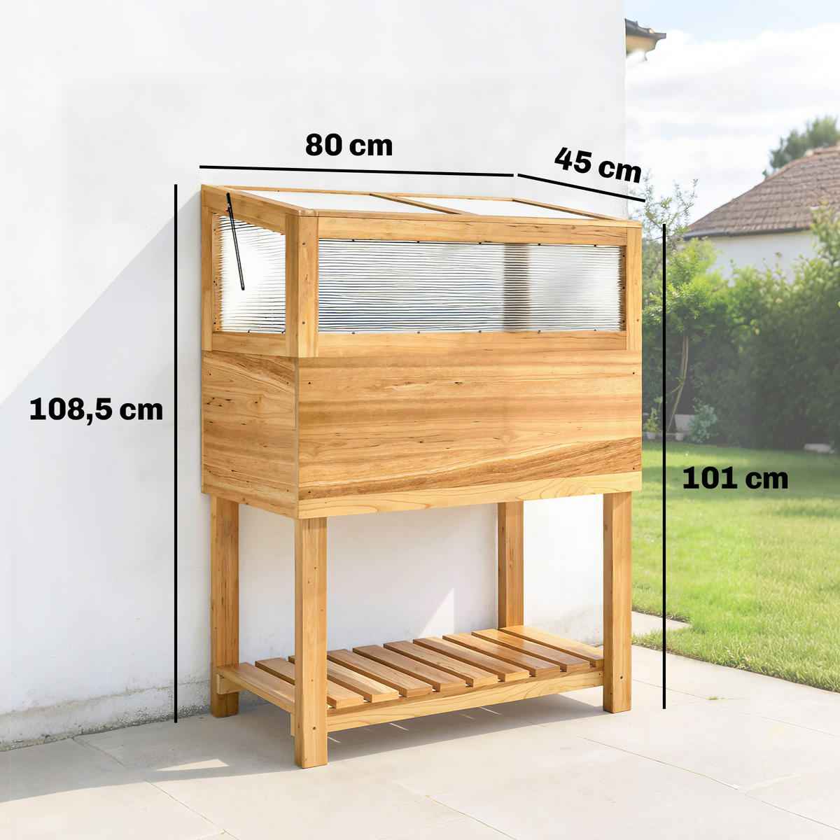 HOCHBEET mit Frühbeetaufsatz aus Tannenholz Braun - Naturfarben, Holz (45/108.5/80cm) - Outsunny