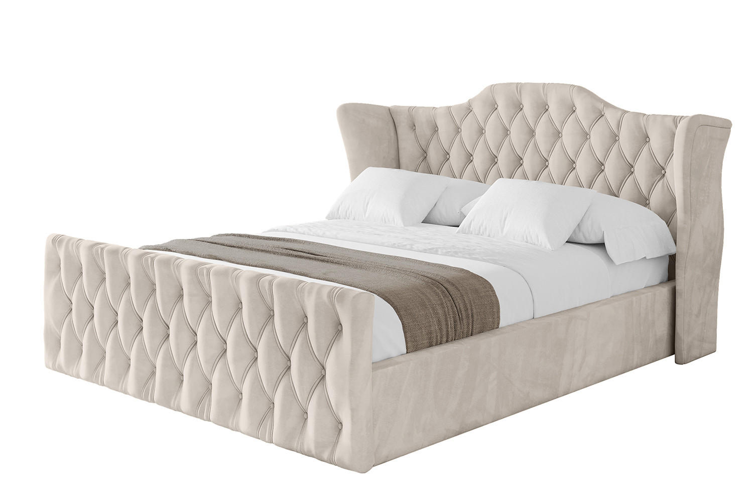 POLSTERBETT mit Bettkasten, Fußteil und Lattenrost, Boxbett mit Matratze H3/H4 - ZORAN-Z 180x200 Beige - Beige, Holzwerkstoff/Textil (180/200cm) - ALTDECOR
