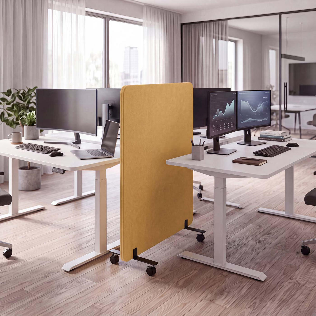 AKUSTICKÁ PŘÍČKA Žlutá - žlutá, textil (80/127/39cm) - MCW