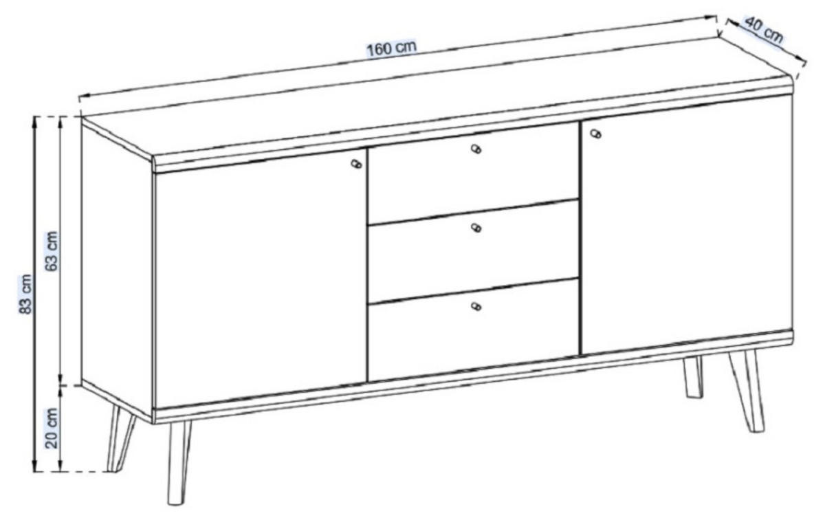SIDEBOARD Weiß DRIMO PKSZ160 - Multicolor, Holzwerkstoff (160/83/40cm) - Sepro Meble