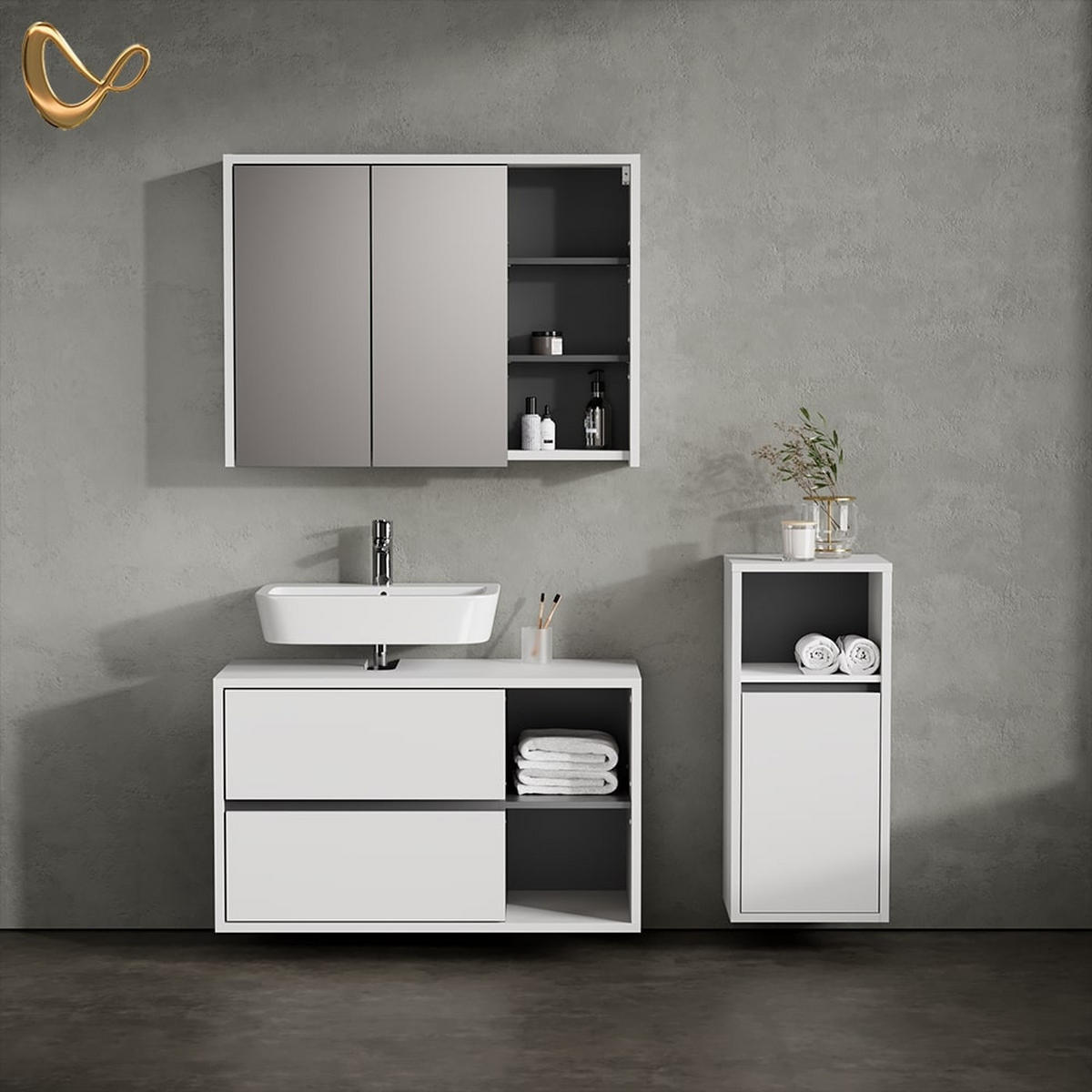 MIDISCHRANK Vomano Weiß 38 x 80 cm - Weiß, Holzwerkstoff (38/80/33cm) - Livinity®