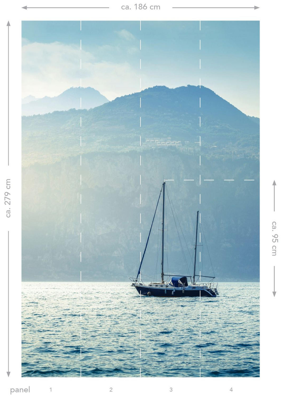 FOTOTAPETE Segelboot 186 x 279 cm - Blau, Papier (186/279cm) - ESTAhome