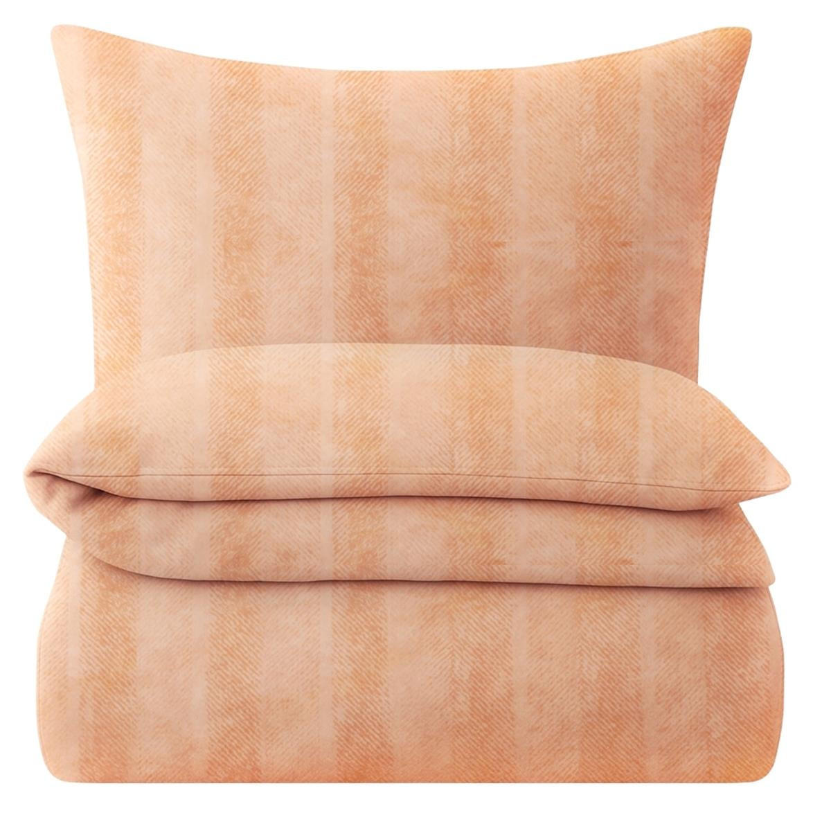 BETTWÄSCHE Stone Washed 135x200 cm aus 100% Baumwolle, Renforce Bettbezug im gestreiften Used Look - 135 x 200 Orange - Orange, Textil (135/200cm) - Carpe Sonno