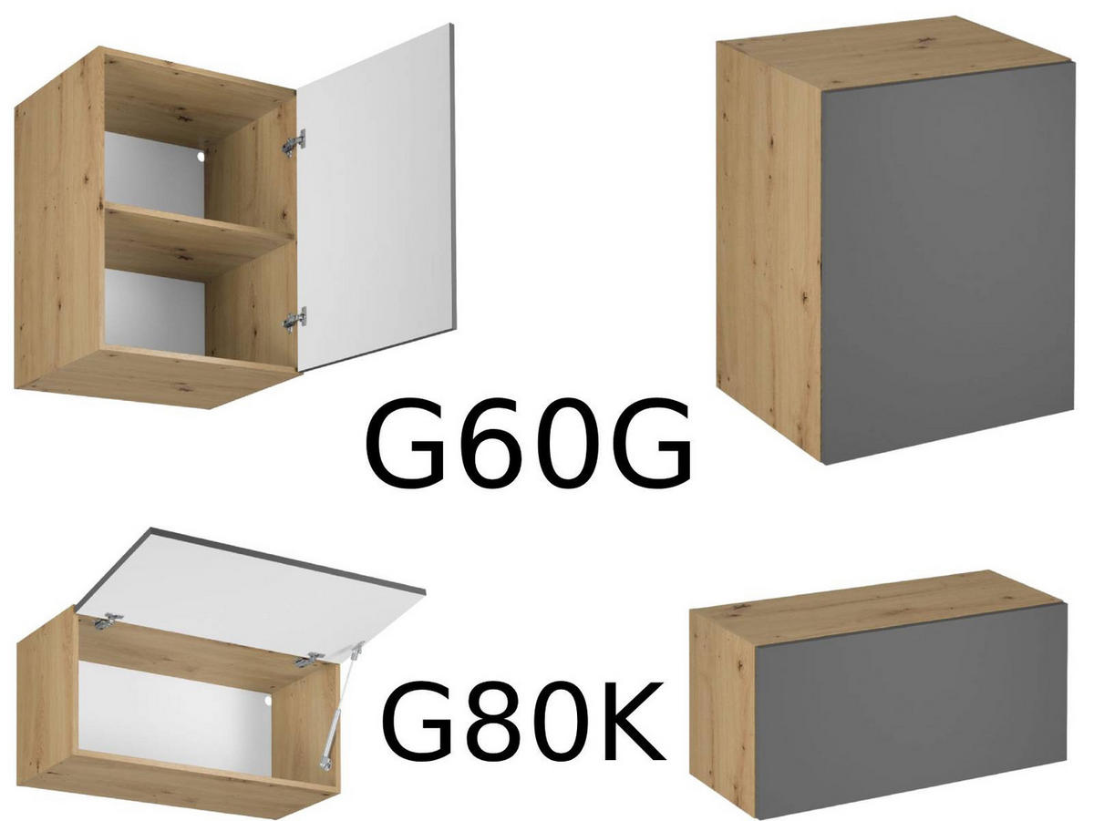 KÜCHENZEILE 400 cm - Langen KL4-M400 in Grau/Matt - Grau, Holz (400/248/58cm)