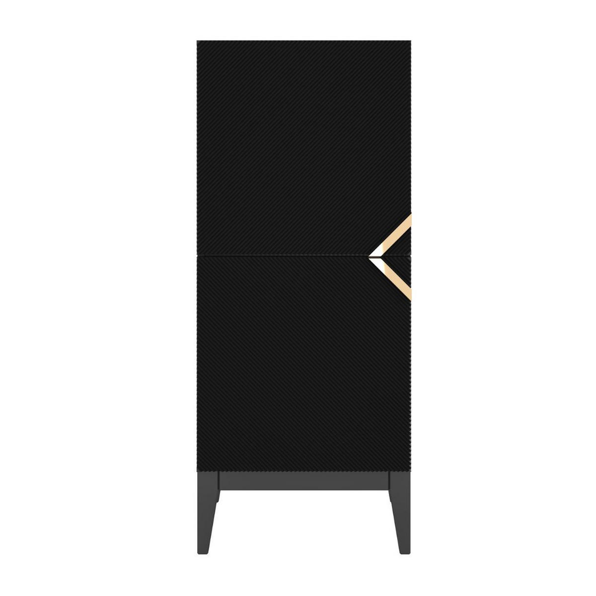 HIGHBOARD Demi 2D High, Schwarz-Gold, Mit Gefrästen Fronten, Massive Buche - Schwarz, Holz/Holzwerkstoff (50.5/120.5/42cm) - Visby