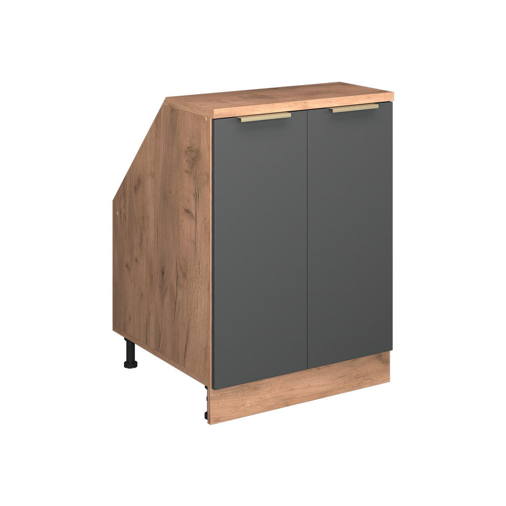 ORMARIĆ ZA KOSI KROV S VRATA Rion Antracit-Zlatna 60 x 81.6 cm s 2 vrata, korpus ormara dubine 60 cm - hrast medunac/antracit, drvni materijal (60/83.8/60cm) - Vicco
