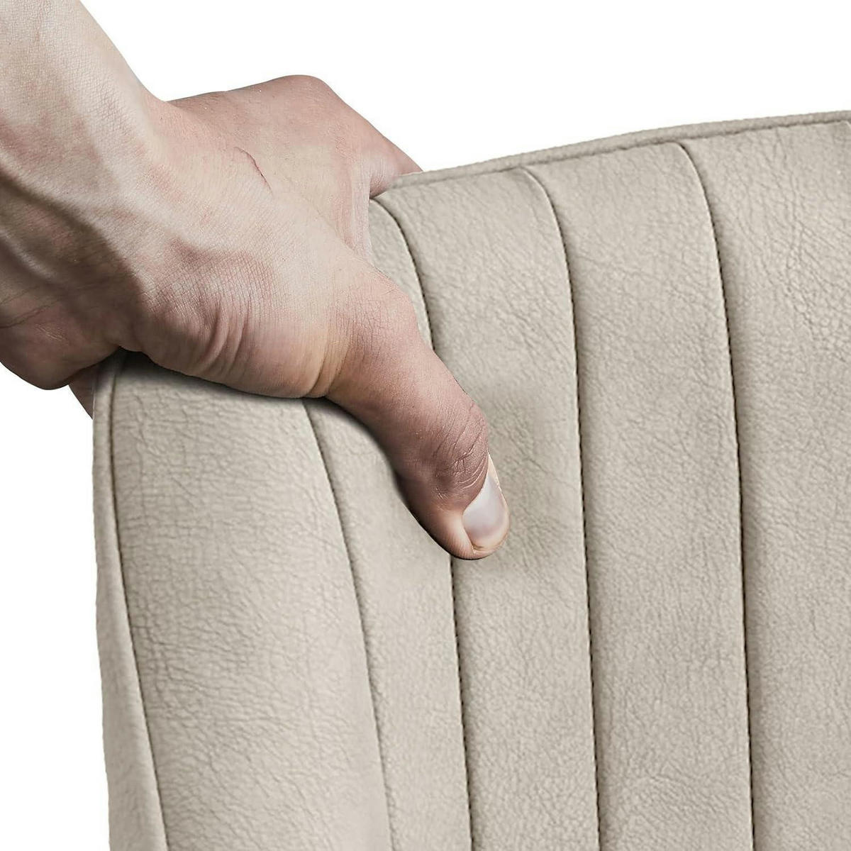 ESSZIMMERSTÜHLE 2er-Set Beige Kunstleder mit ergonomischer Rückenlehne und Metallbeinen - Creme, Kunststoff (48/85/44cm)