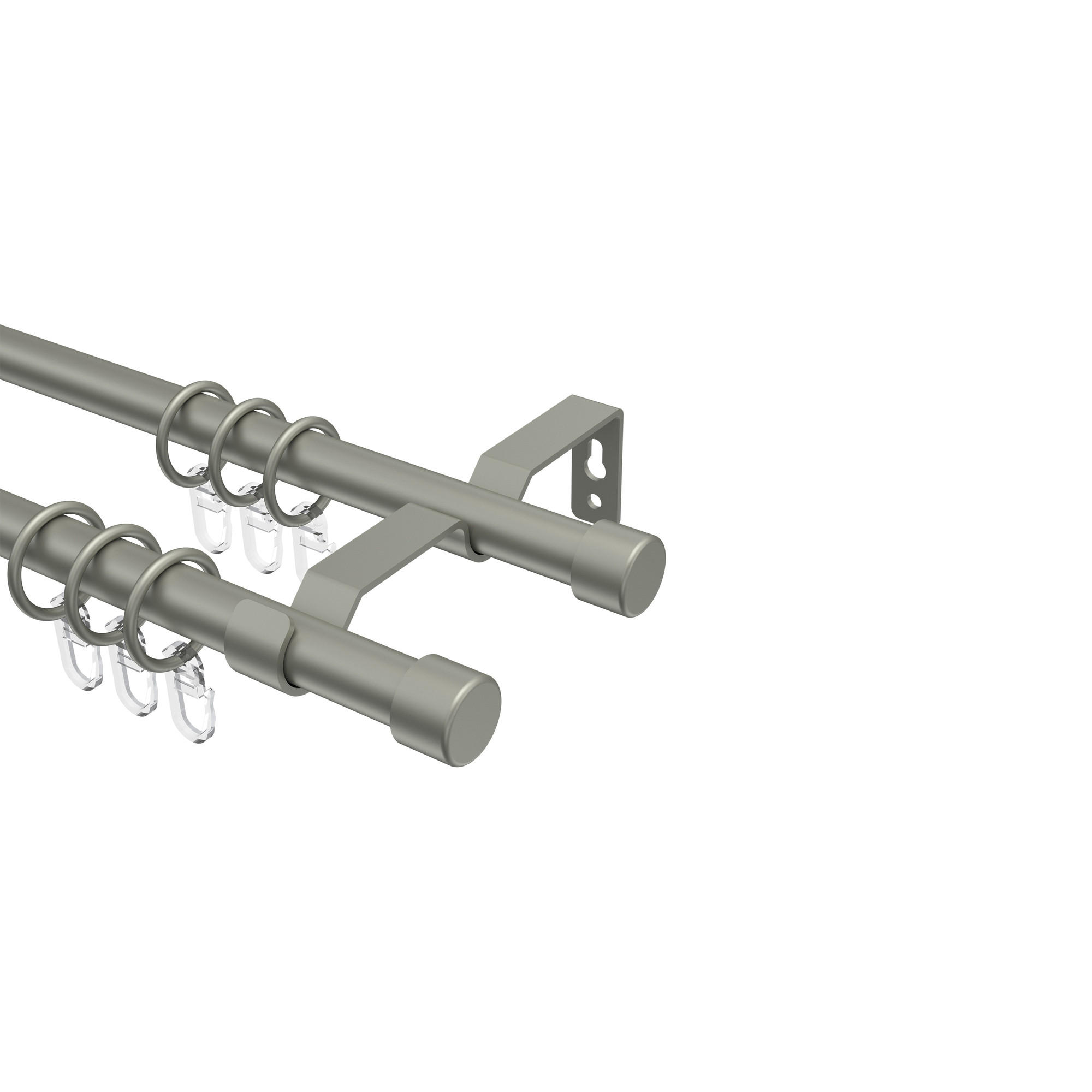 GARDINENSTANGE Olymp Lucan 160 cm, 2-läufig, 16 mm Ø Chrom matt - Chromfarben/Nickelfarben, Metall (160cm) - INTERDECO