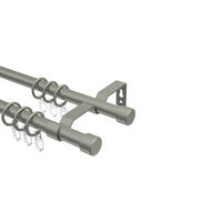 GARDINENSTANGE Olymp Lucan 160 cm, 2-läufig, 16 mm Ø Chrom matt - Chromfarben/Nickelfarben, Metall (160cm) - INTERDECO