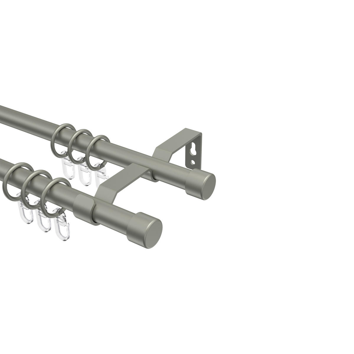 GARDINENSTANGE Olymp Lucan 160 cm, 2-läufig, 16 mm Ø Chrom matt - Chromfarben/Nickelfarben, Metall (160cm) - INTERDECO