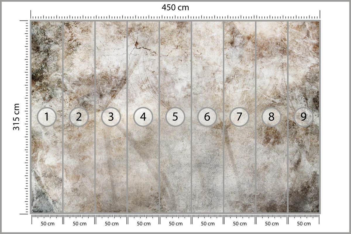 FOTOTAPETE für Schlafzimmer Abstraktion Löwenzahnsamen Beton Retro Beige 450x315 - Beige/Braun, Papier (450/315cm) - Muralo