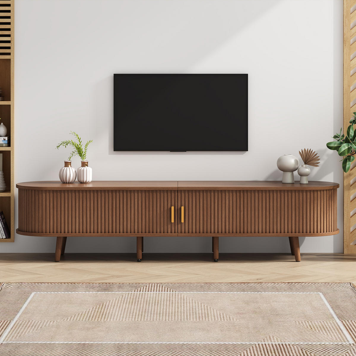 TV-SCHRANK 170/40/42 cm Walnuss mit 2 Schubladen und 2 Schiebetüren - Nussbaumfarben, Holz/Holzwerkstoff (170/42/40cm) - Oxeza