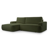 ECKSOFA L Form Ablia Dunkelgrün 267/168/87 cm mit Schlaffunktion L - Schwarz/Grün, Kunststoff/Textil (168/267cm) - AX Living