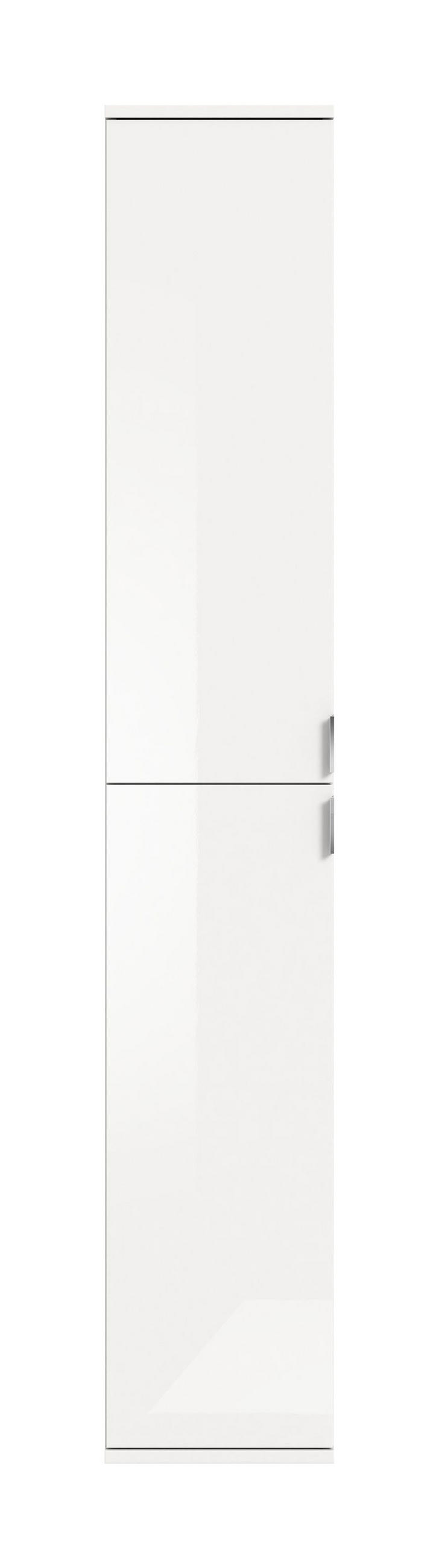 HOCHSCHRANK Projekt X Garderobe in weiß Nachbildung und weiß hochglanz B/H/T: 30x193x34 cm - Weiß, Holzwerkstoff (30/193/34cm)