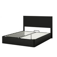 STAURAUMBETT 160/200 cm DE-35504 mit Hydraulik und Rillendesign Schwarz - Schwarz, Holzwerkstoff (160/200cm) - ComfortXL