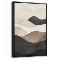 LEINWAND Bilder mit Rahmen - Abstrakt - Landschaft - Wellen - Cremefarben - 20x30 - Cappuccino, Textil (20/30cm) - MuchoWow