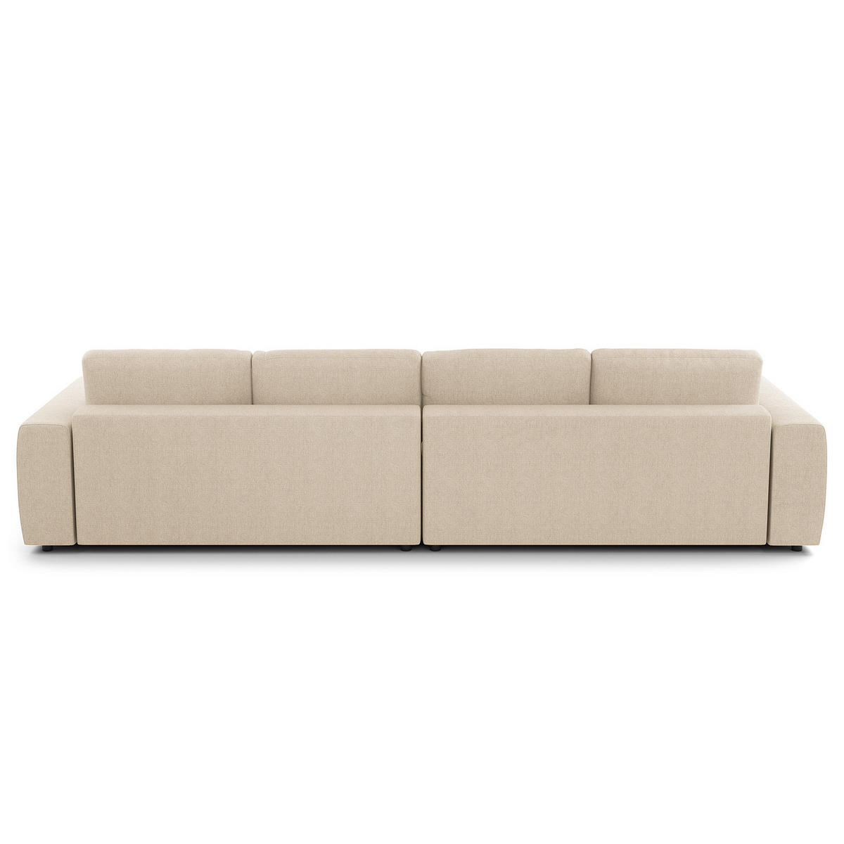 ECKSOFA mit XXL-Longchair - Beige/Schwarz, Kunststoff/Textil (323/182cm) - home24