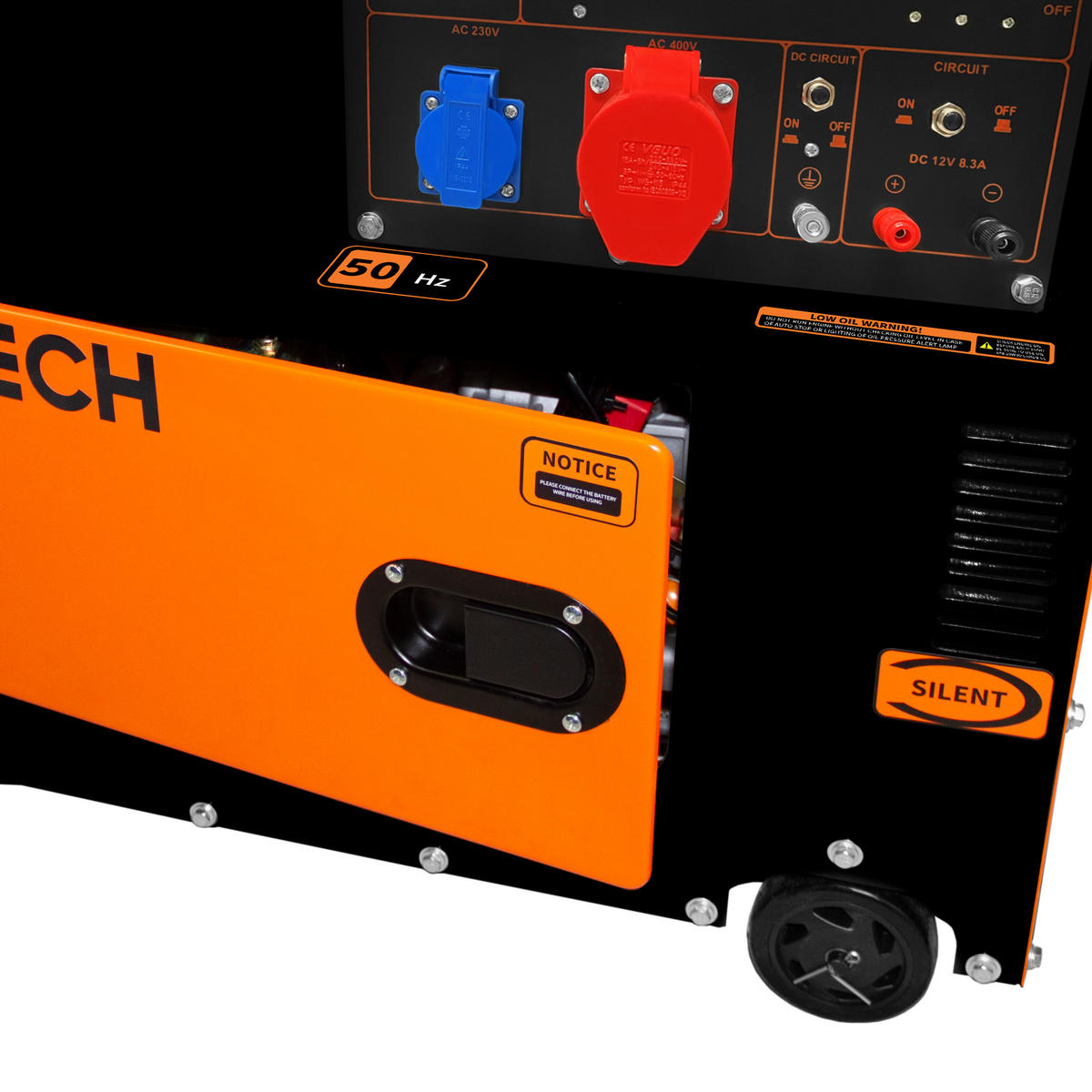 DIESEL-GENERATOR Stromerzeuger Dreiphasig 400 V, Geräuschlos - Orange, Metall (53/92/1cm)