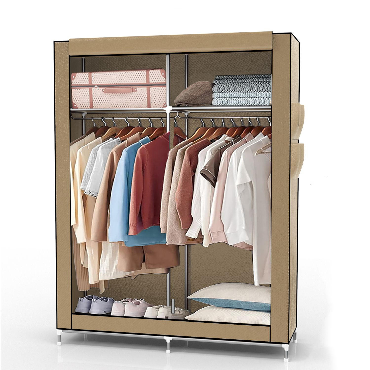 STOFFSCHRANK - Beige, Textil (108/170/45cm) - Intirilife