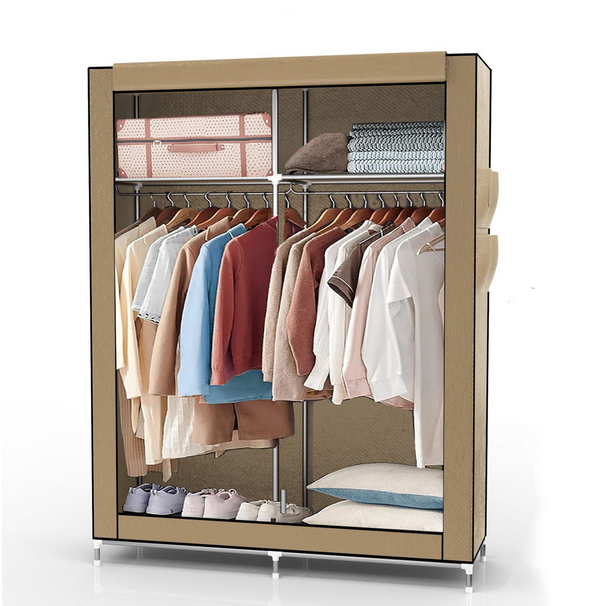 STOFFSCHRANK - Beige, Textil (108/170/45cm) - Intirilife