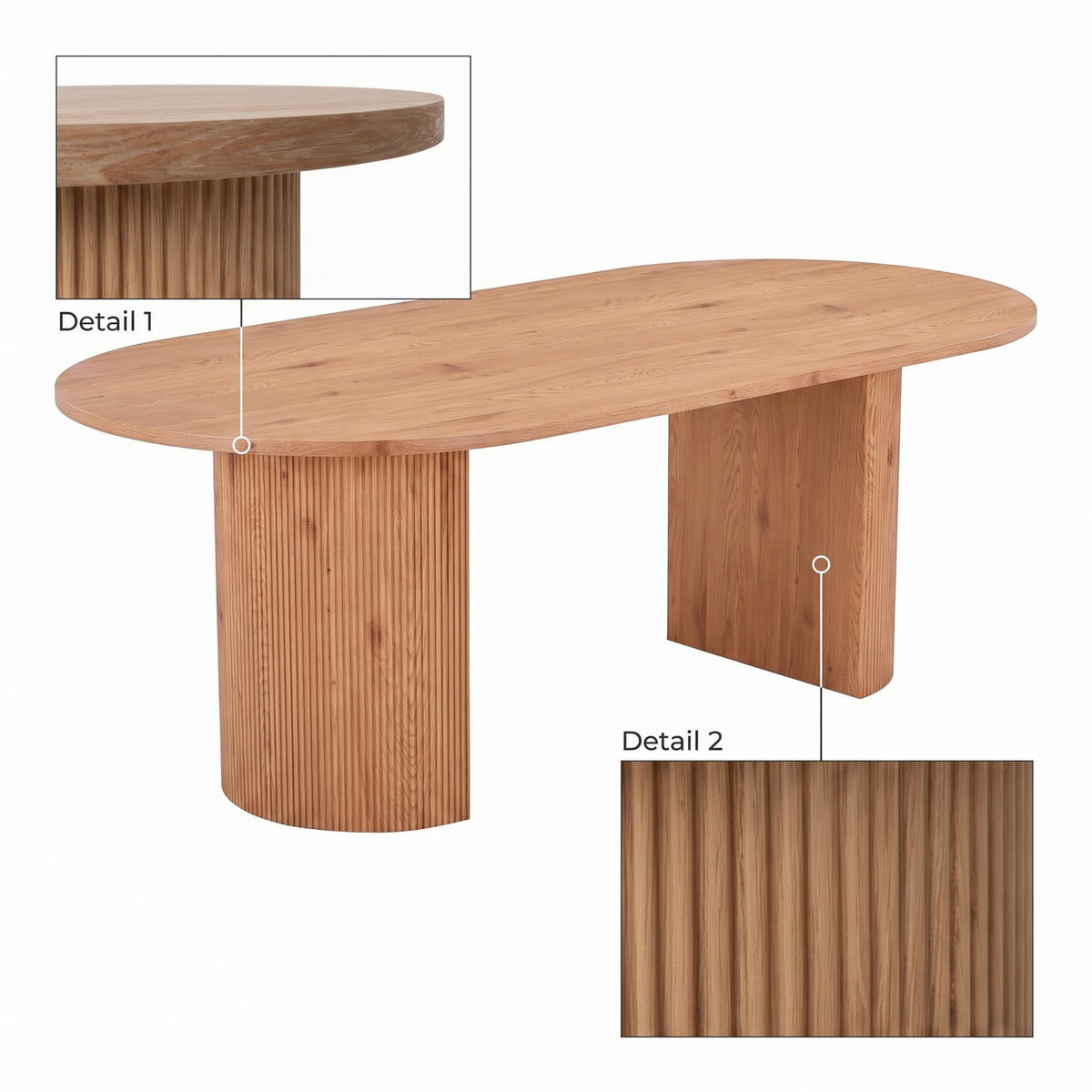 MATBORD Bavista 100 x 210 x 75 cm – natur - Naturfärgad, Träbaserade material/Textil (210/100/75cm) - ebuy24
