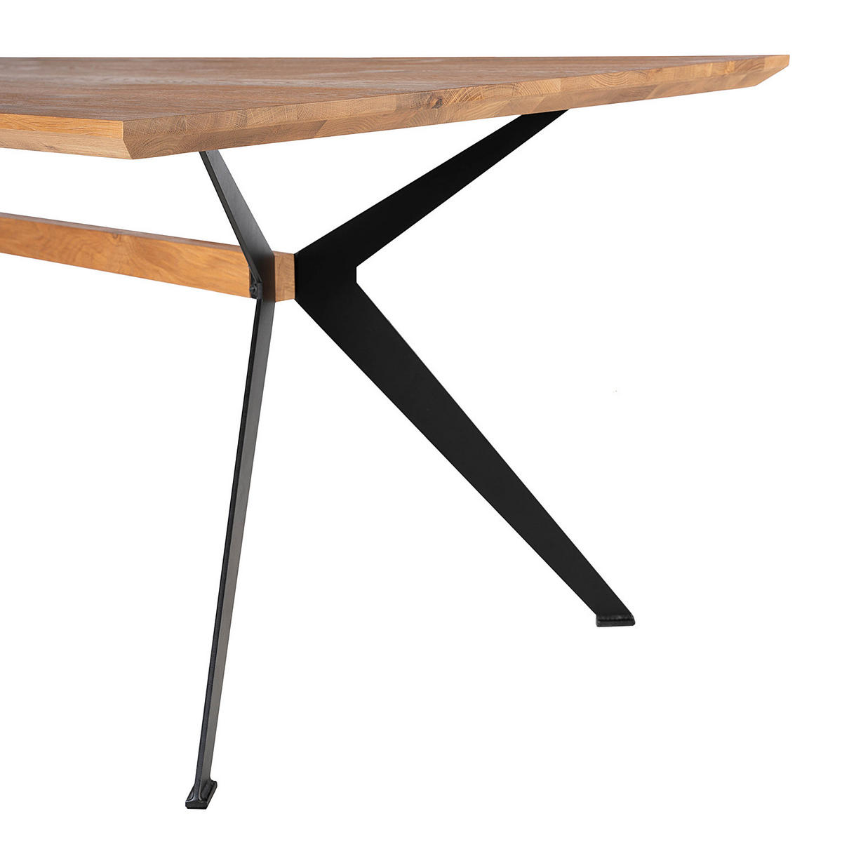 ESSTISCH - Zerreiche massiv / Eisen - Eichefarben, Holz (100/200/77cm) - home24