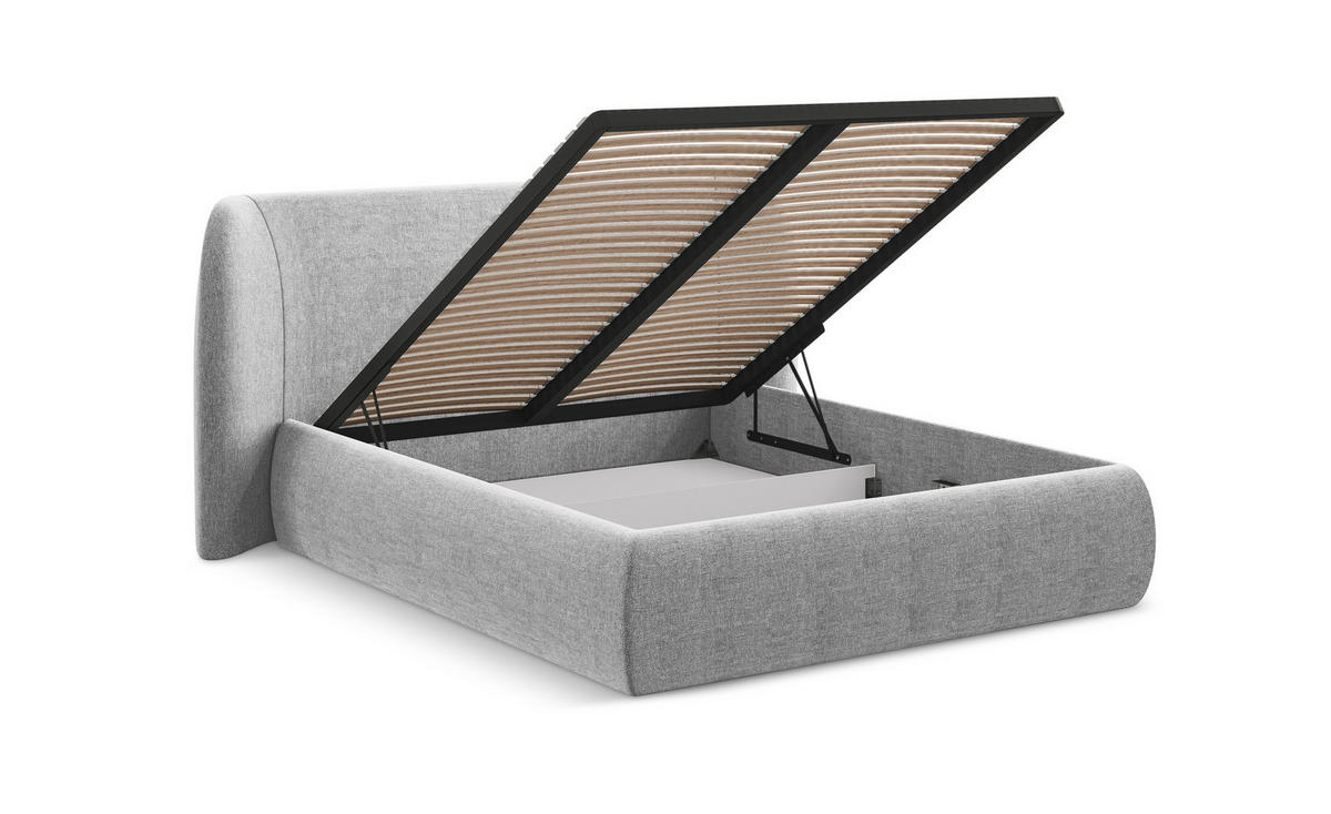 POLSTERBETT mit Bettkasten und Lattenrost 160x228 Grün - Dunkelgrün/Schwarz, Kunststoff/Textil (140/200cm) - Makamii