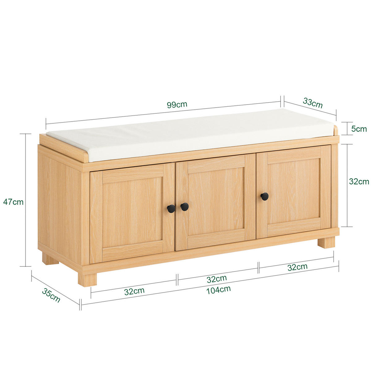 SCHUHBANK Natur - Naturfarben, Holzwerkstoff (104/47/35cm) - SoBuy