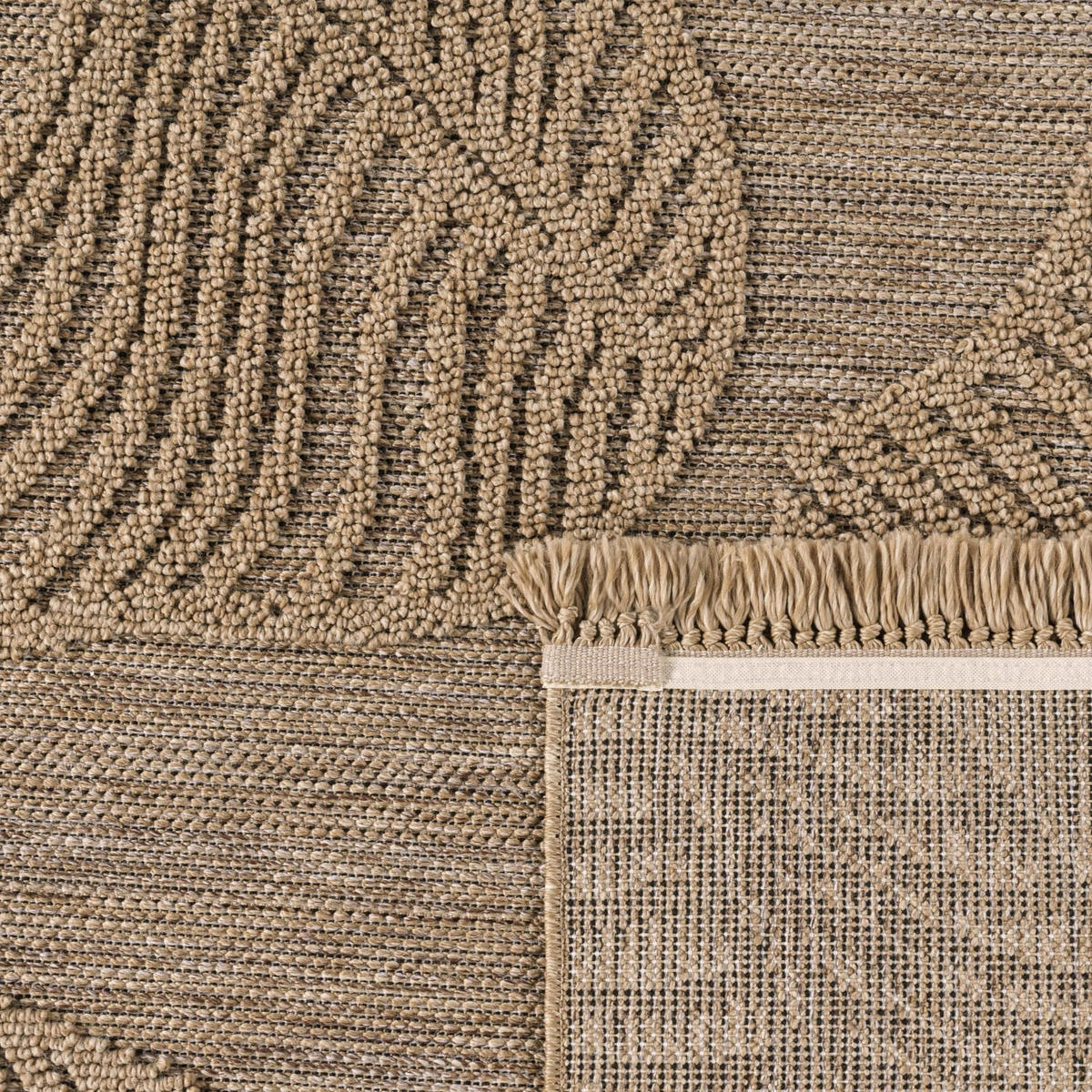 TEPPICH Outdoor Natur Balkon, Terrasse schmutzabweisend Beige Rechteckig 120x160 - Beige, Textil (120/160cm) - KADIMA DESIGN