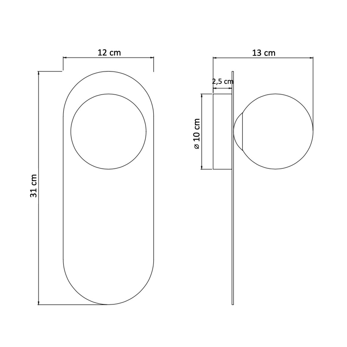 WANDLEUCHTE Mattina, Gold / Messing, 31cm - Goldfarben, Glas (12/31/13cm) - KOSILUM