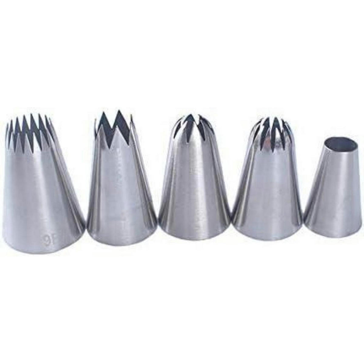 SPRITZTÜLLEN 5-teiliges Set Edelstahl - Silberfarben, Metall (3.5/1/5cm)
