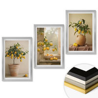 WANDBILDER 3er Set - 40x60 cm Silberner Rahmen - Zitronenbäume im Topf - Silberfarben, Kunststoff (40/60cm) - ArtPrintCave