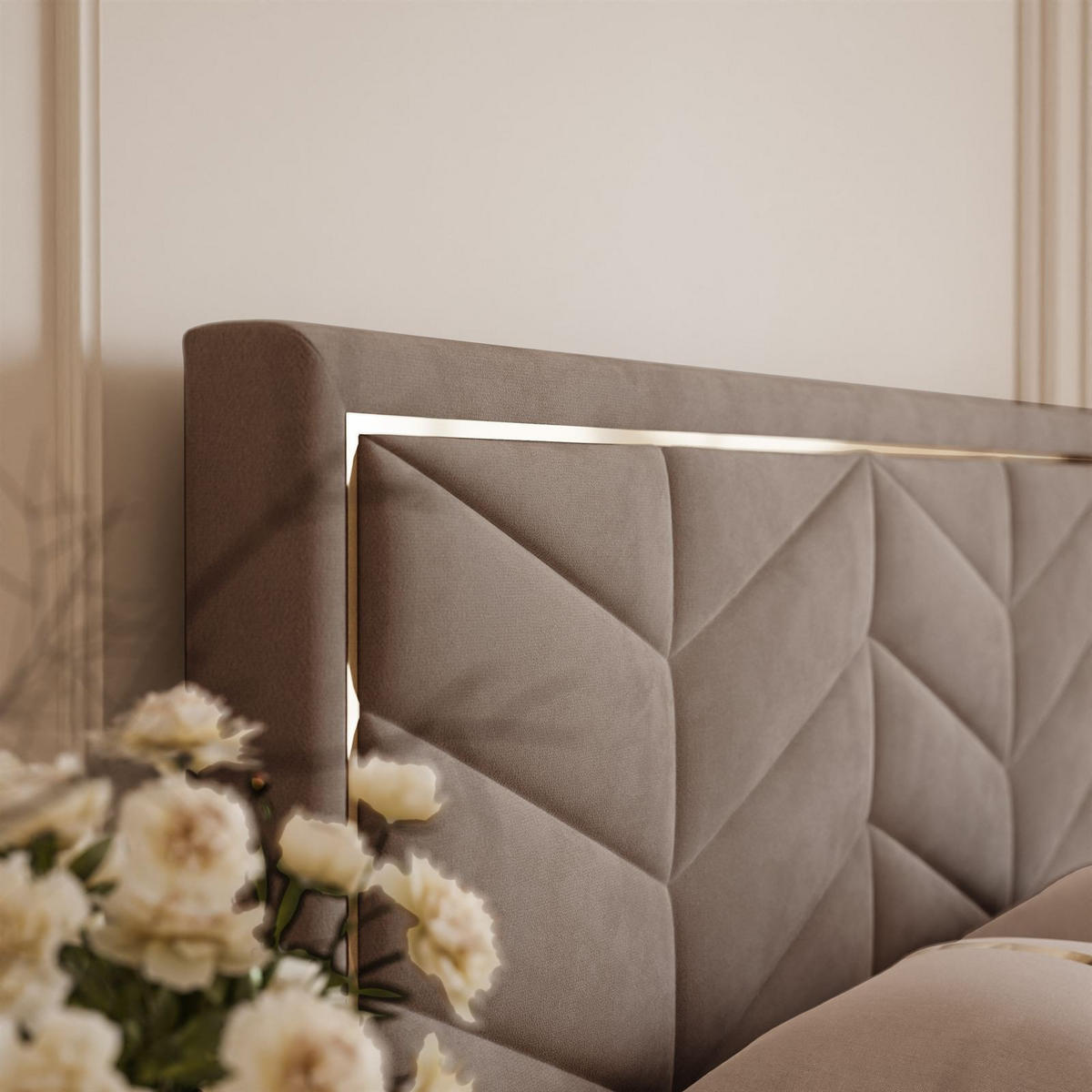 POLSTERBETT AURORA 140x200 mit Bettkasten Jasmine 28 - Braun, Textil (140/200cm) - Lookway