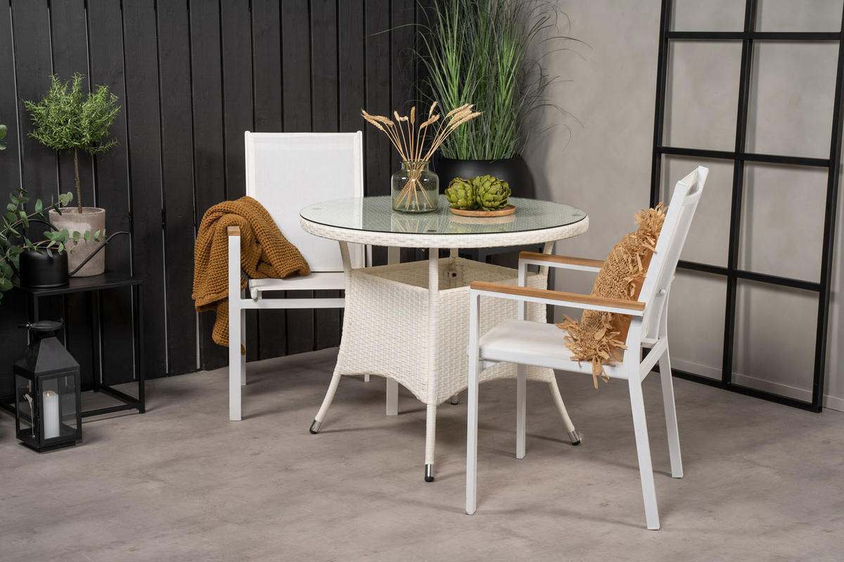 GARTENTISCH Weiß - Weiß, Holzwerkstoff (90/90/74cm) - ebuy24