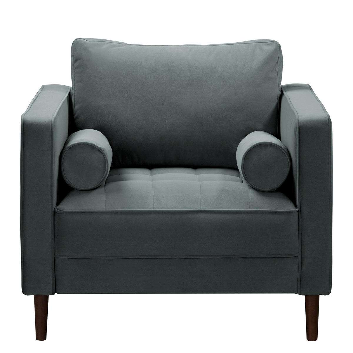 SESSEL - Samt - Dunkelbraun/Anthrazit, Birkenholz/Textil (90/80/86cm) - home24