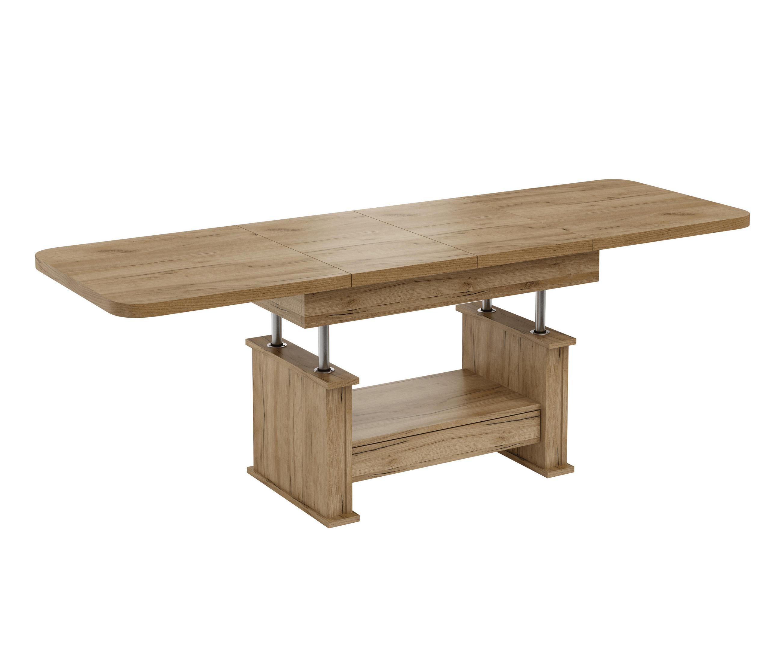 COUCHTISCH rechteckig Eiche Gold ausziehbar höhenverstellbar - Eichefarben, Holzwerkstoff (70/120/60cm) - designimpex