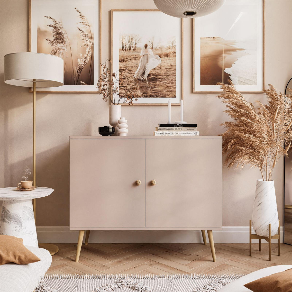 KOMMODE Zweitürige HARMONY Macchiato - Cappuccino, Holzwerkstoff (100/85/42cm) - Lookway