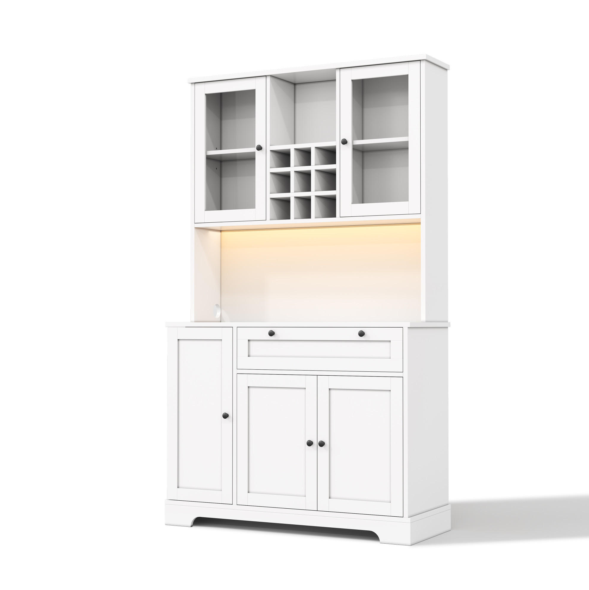 Redom BUFFET 180/105/40 cm s LED osvětlením a integrovanou zásuvkou, variabilní úložný prostor, Bílá