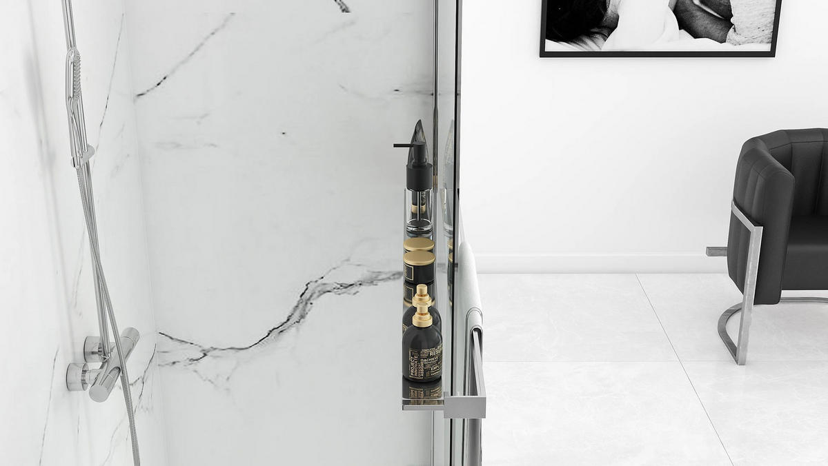 HANDTUCHHALTERABLAGE Rea Evo Chrome Für Duschwände - Chromfarben, Metall (12.5/120/120cm) - REA