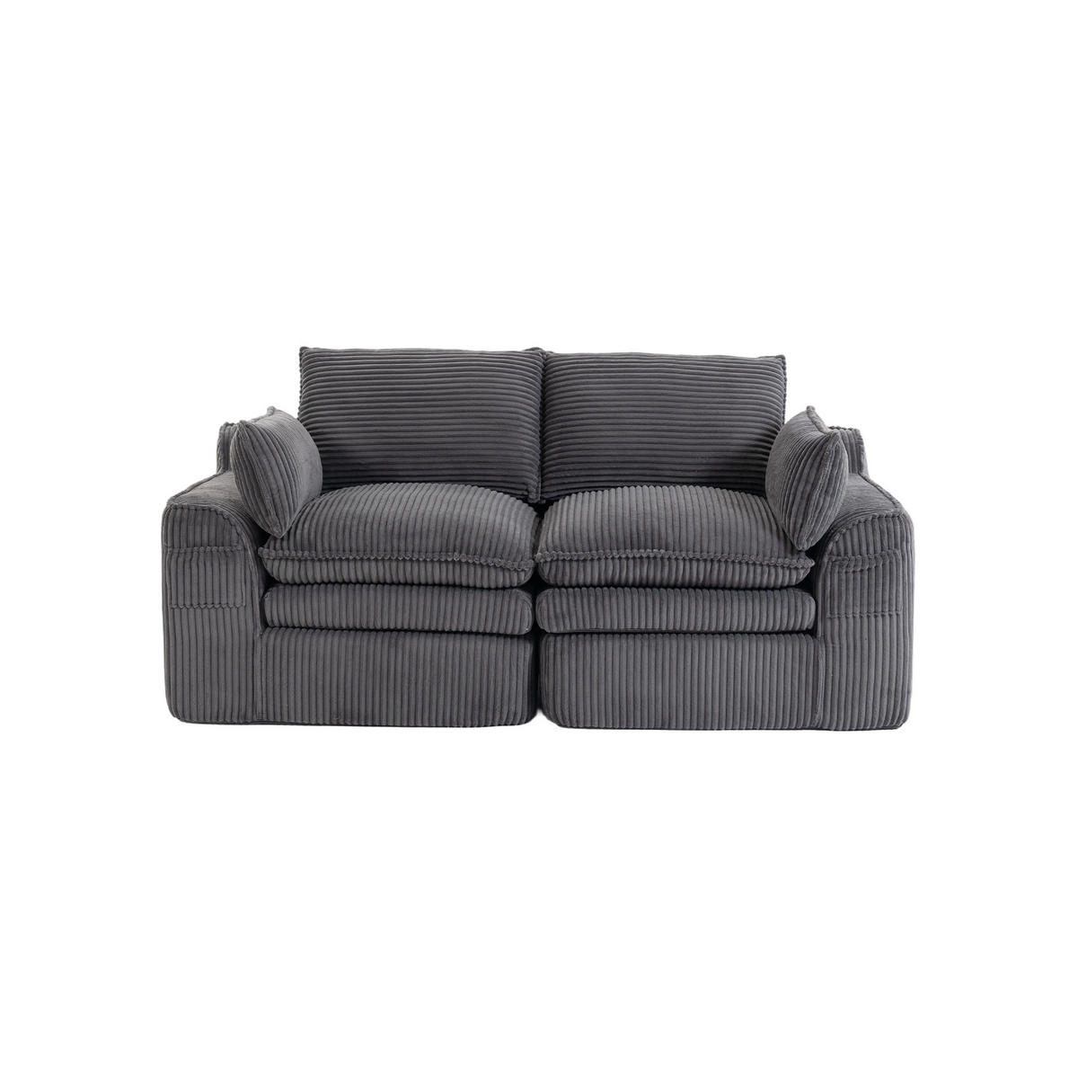 2-SITZER Sofa aus Cord 191x94x85 cm Dunkelgrau mit Seitentaschen, Kissen und Federkern - Dunkelgrau, Textil (191/85/94cm) - Modfu