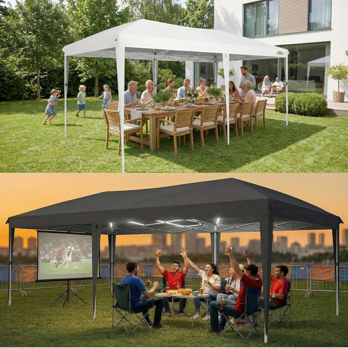 FALTPAVILLON 3x6m Wasserdicht und stabil, winterfest mit 6 Seitenwänden Schwarz - Schwarz, Textil (300/275/600cm)