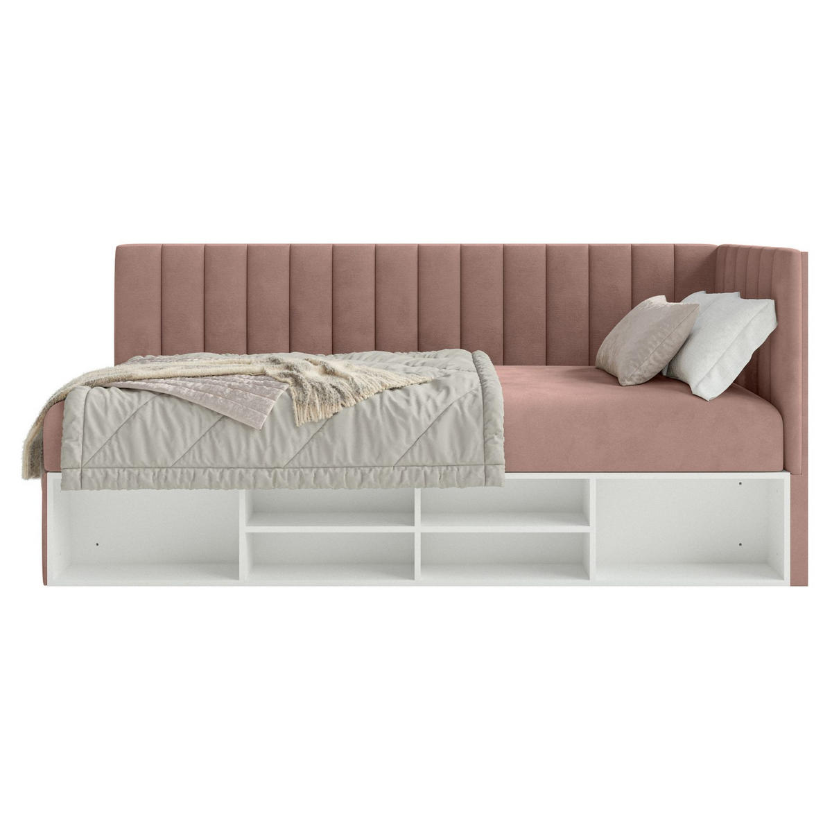 JUGENDBETT Ventrio Hellrosa Easy-Clean-Samtbezug 90x200 cm - Hellrosa, Kunststoff/Textil (90/200cm) - Selsey