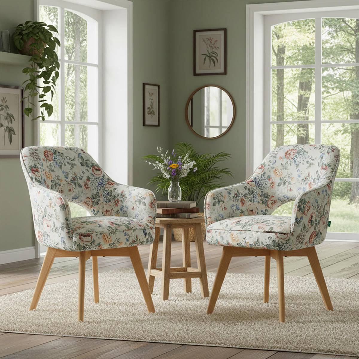 DREHSTUHL Mika-Mara 2er-Set - Honigeiche/Multicolor, Eichenholz/Holz (60/87/65cm) - DUBI Möbel