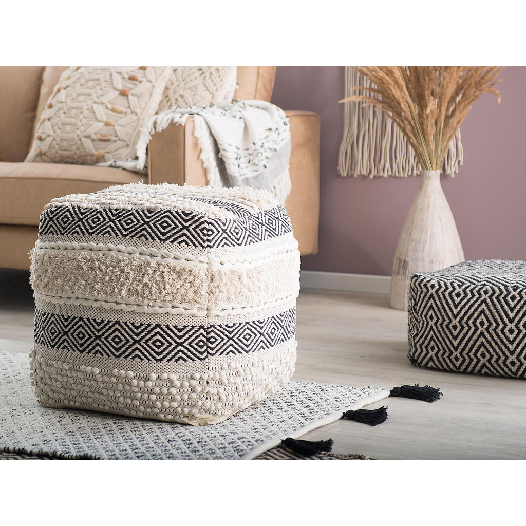Thumbnail - Beliani Pouf, Weiß, Textil, 1-Sitzer, Quadratisch, 50x50x50 cm, Wohnzimmer, Hocker, Sitzwürfel