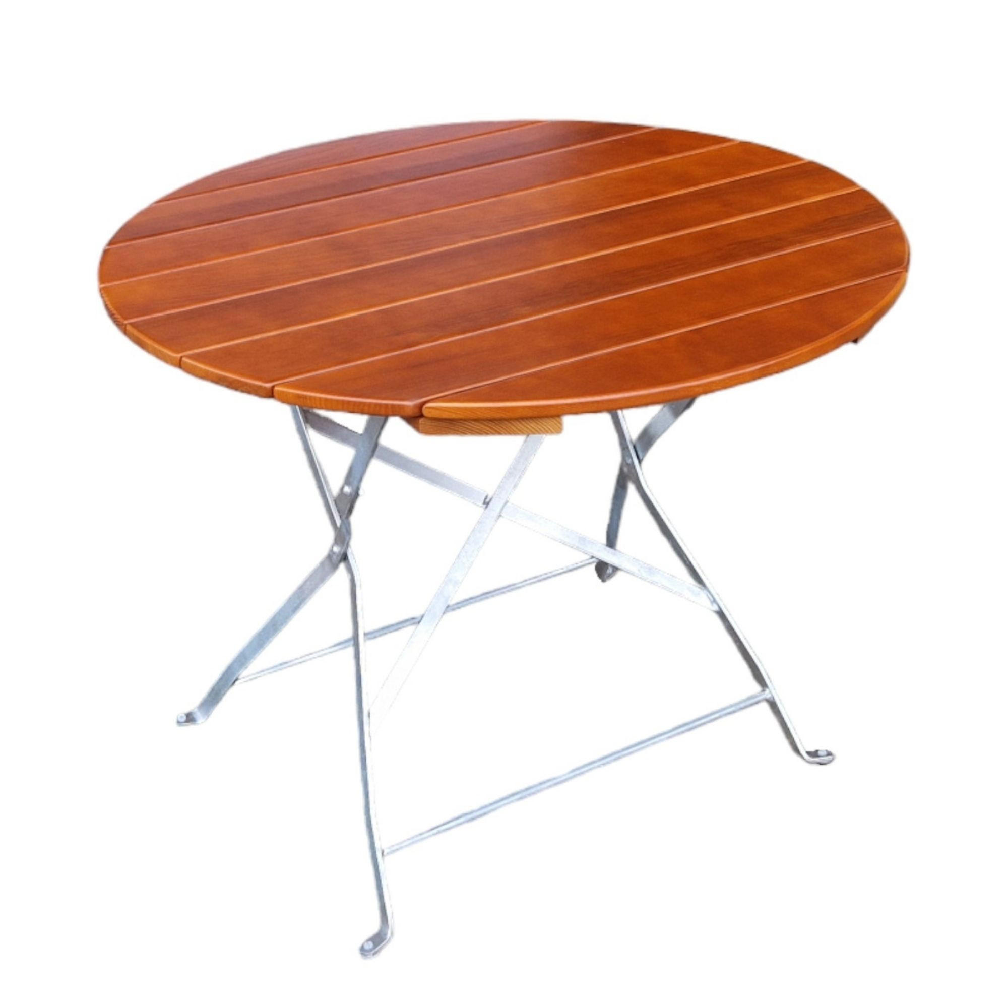 BIERGARTENTISCH BERGTAL 74x90x90cm Ø90cm Klappbar Eschenholz Schwarz/Braun 3 Personen - Braun, Holz (90/90/74cm) - CHEFGASTRO