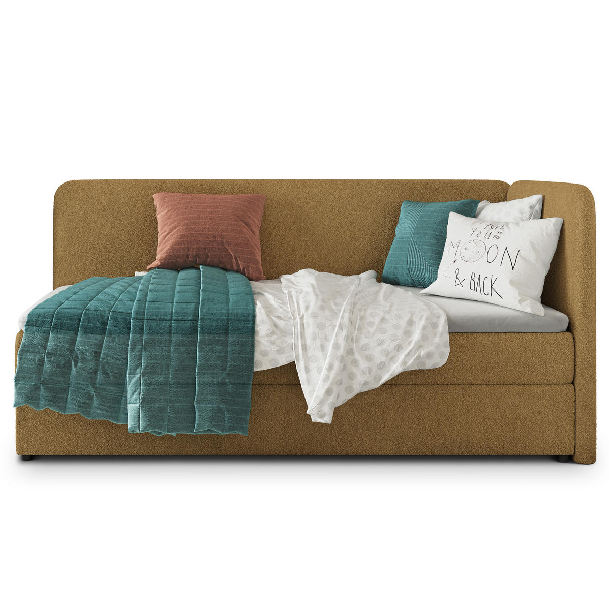 POSTEL BOXSPRING GINA 90x200 cm, s matrací a úložným prostorem, med - med, kompozitní dřevo/textil (90/200cm) - MASSENO