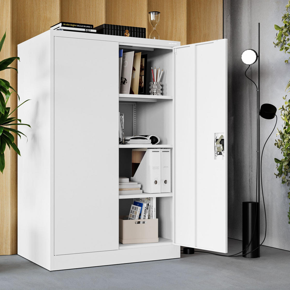 BÜROSCHRANK KEVIN D600 - Weiß, Metall (90/140/60cm) - Jan Nowak