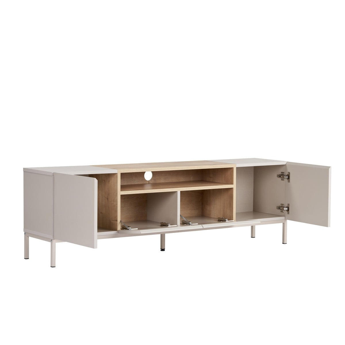 TV-MÖBEL 4 Türen, 1 Fach, Kaschmir und Holzdekor 160/35/50 cm - Beige, Holzwerkstoff (35/50/36.5cm) - Calicosy