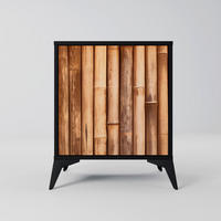 SIDEBOARD NATURAL WOOD, Schwarz, 57,5x42x70,5 cm, Schwarze Metall-Sternfüße - Multicolor/Schwarz, Holzwerkstoff/Metall (57.5/70.5/42cm) - SpaceRebels
