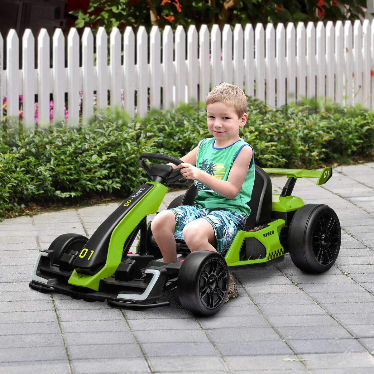KINDER-DRIFT-KART Kunststoff Metall Grün - Grün, Kunststoff (120/76/53.5cm) - HOMCOM